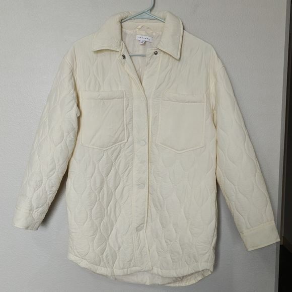 Topshop Quilted Cream Jacket - Picture 3 of 10